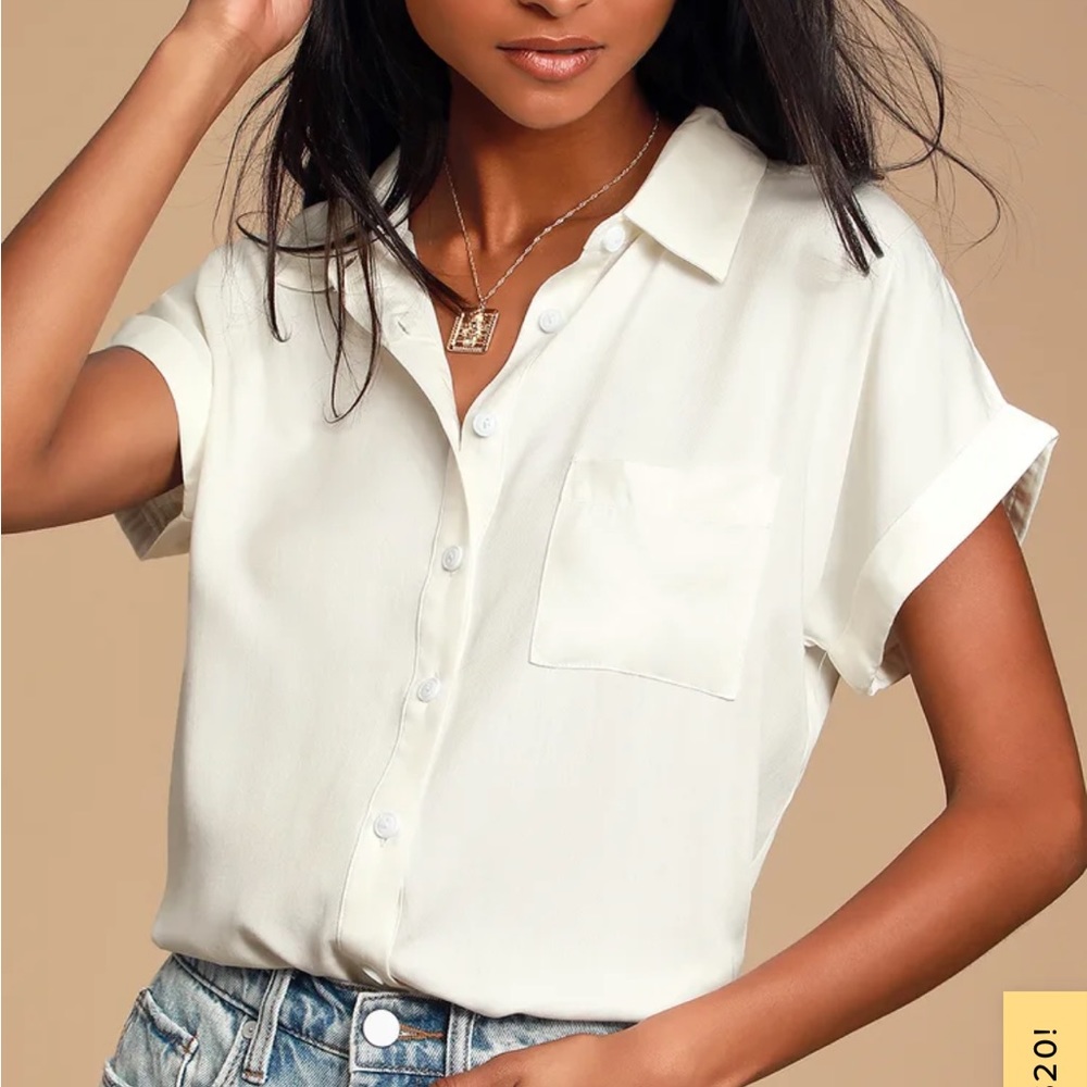Lulu's Cream Button Down Shirt